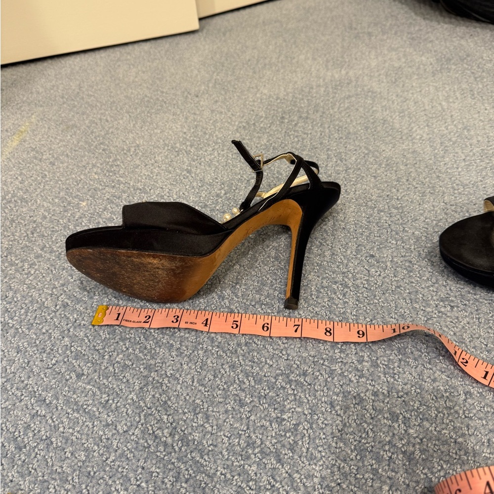 IVANKA TRUMP ALLUVIA Women Black Satin Sandals with Pearls & Crystals Host pick - Picture 13 of 14